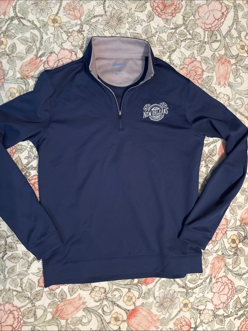 johnnie-O Navy Quarter-Zip Pullover with New Orleans Logo